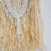 free shipping Handmade Boho Macrame Wall Hanging with Natural Raffia Fringe