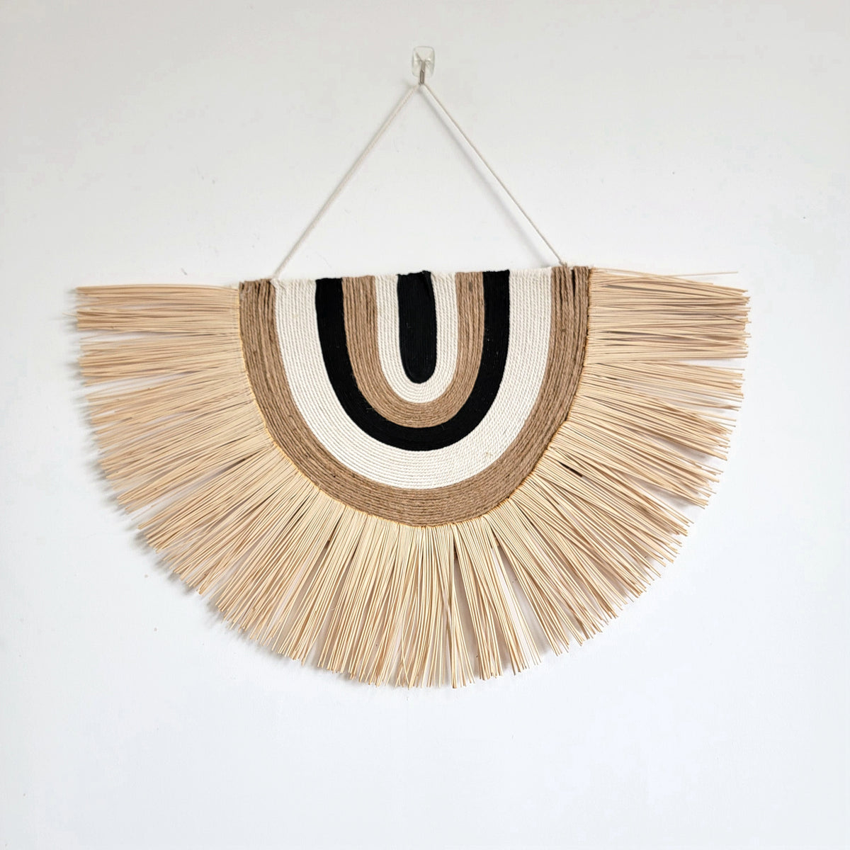 Boho Handwoven Wall Hanging with Tassels - Neutral Toned Bohemian Macrame Wall Decor for Living Room & Bedroom