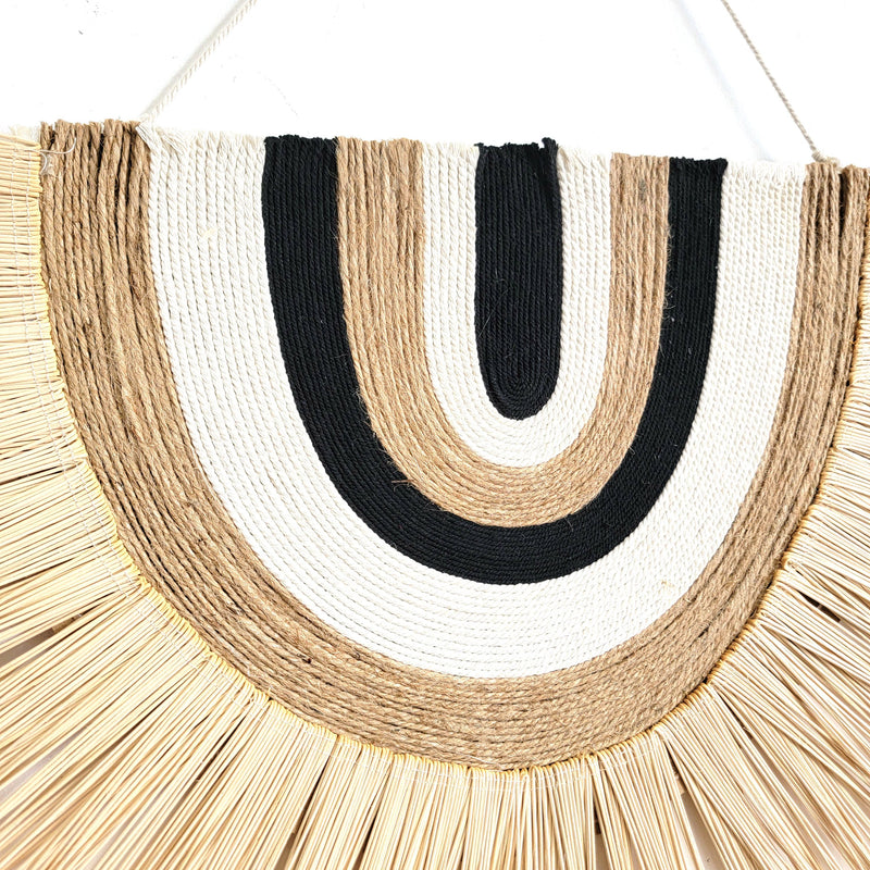 Boho Handwoven Wall Hanging with Tassels - Neutral Toned Bohemian Macrame Wall Decor for Living Room & Bedroom