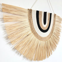 Boho Handwoven Wall Hanging with Tassels - Neutral Toned Bohemian Macrame Wall Decor for Living Room & Bedroom