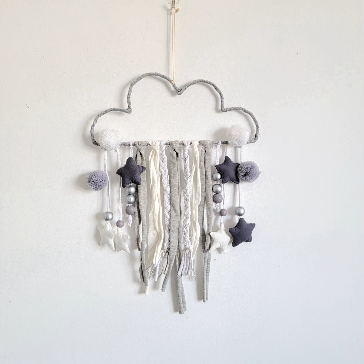 Handcrafted Cloud Wall Hanging Whimsical Boho Nursery Decor for Kids’ Rooms & Cozy Home Accents"