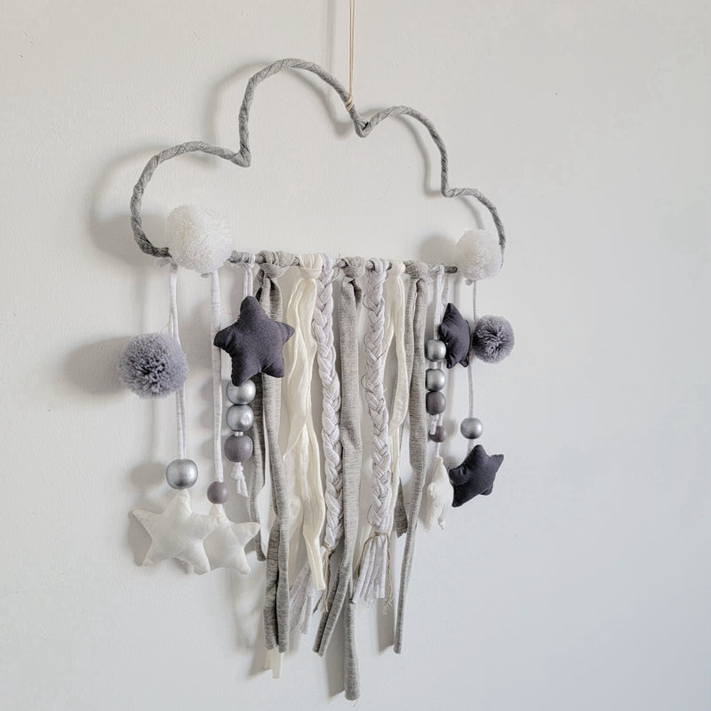 Handcrafted Cloud Wall Hanging Whimsical Boho Nursery Decor for Kids’ Rooms & Cozy Home Accents"