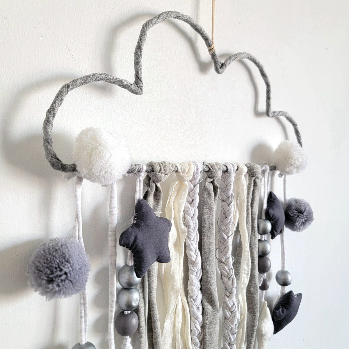 Handcrafted Cloud Wall Hanging Whimsical Boho Nursery Decor for Kids’ Rooms & Cozy Home Accents"
