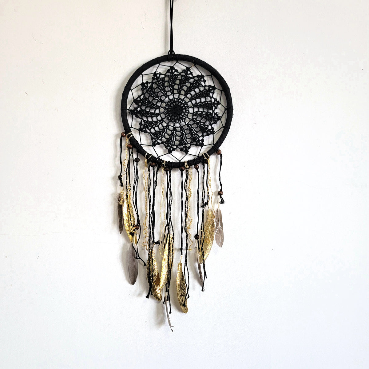 free shipping DREAMCATCHER-HOME DECORATION- Black colour WITH COPPER FEATHERS