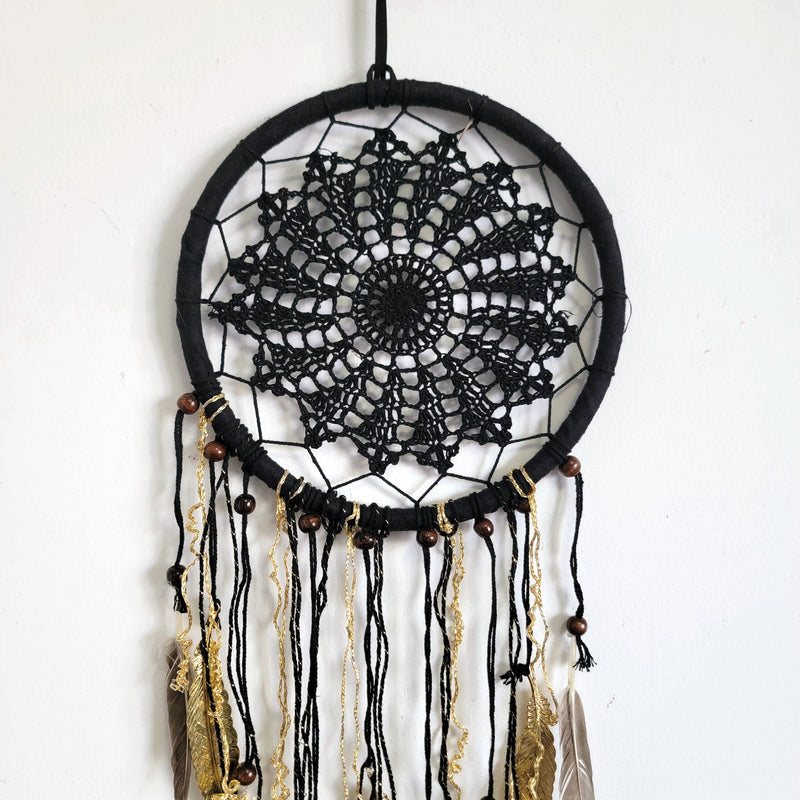 free shipping DREAMCATCHER-HOME DECORATION- Black colour WITH COPPER FEATHERS