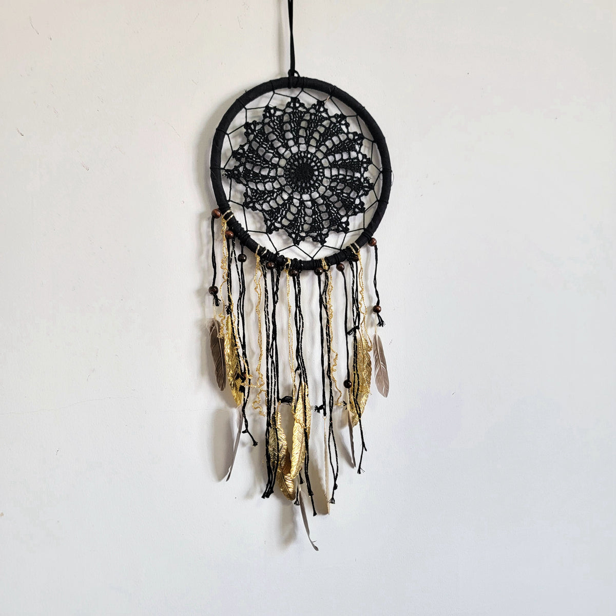 free shipping DREAMCATCHER-HOME DECORATION- Black colour WITH COPPER FEATHERS