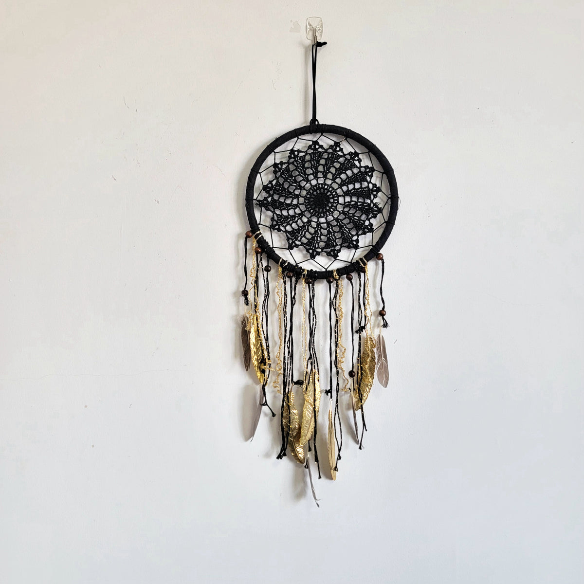 free shipping DREAMCATCHER-HOME DECORATION- Black colour WITH COPPER FEATHERS