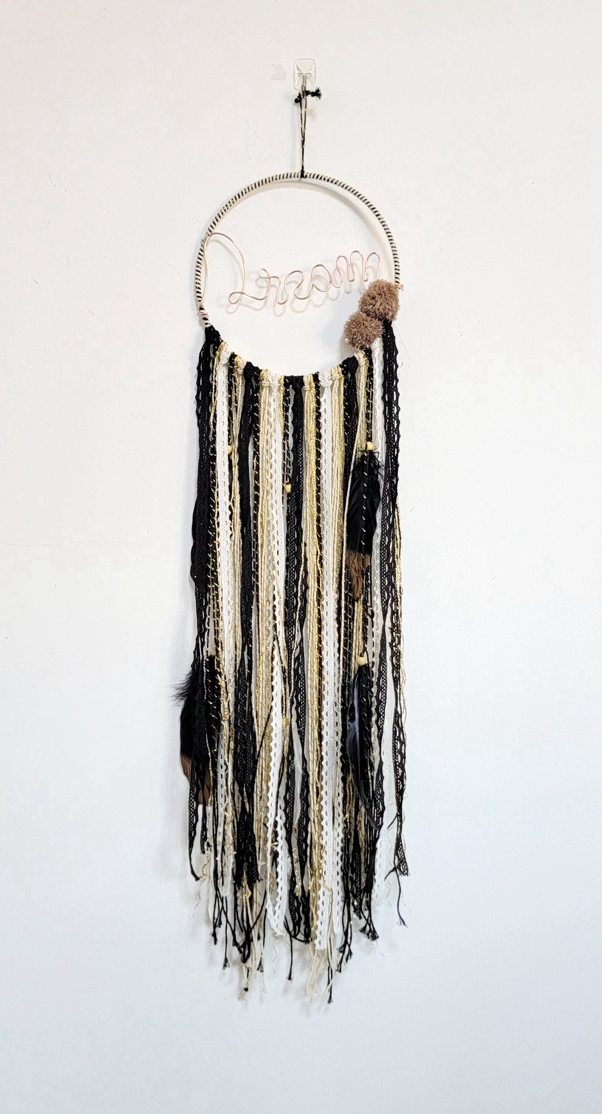 free shipping DREAMCATCHER-HOME DECORATION-with  pompom-with wire "DREAM" customize word