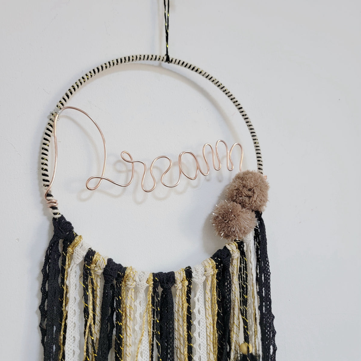 free shipping DREAMCATCHER-HOME DECORATION-with  pompom-with wire "DREAM" customize word