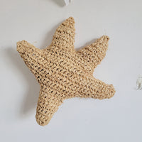 Natural Fiber Seastar Shape Boho Pillow Cushion Handmade Weaving Decorative Throw Pillow for Living Room Bedroom