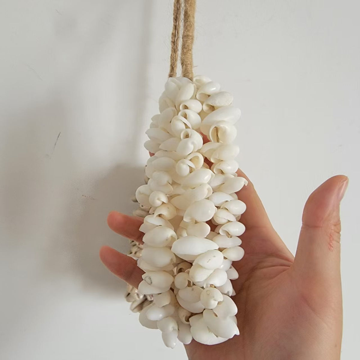 Handmade Cowrie Shell Tassel Wall Hanging | Neutral Boho Coastal Decor