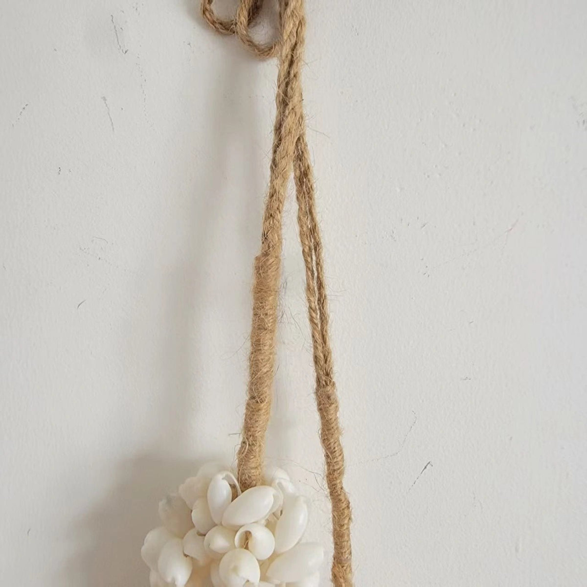 Handmade Cowrie Shell Tassel Wall Hanging | Neutral Boho Coastal Decor