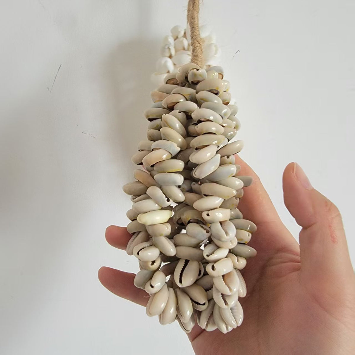 Handmade Cowrie Shell Tassel Wall Hanging | Neutral Boho Coastal Decor