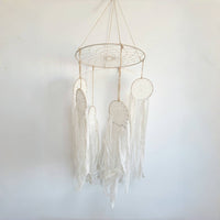 FREE SHIPPING BIG DREAMCATCHER MOBILE DREAMCATCHER WITH FABRIC AND LACE TASSELS