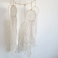 FREE SHIPPING BIG DREAMCATCHER MOBILE DREAMCATCHER WITH FABRIC AND LACE TASSELS