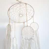 FREE SHIPPING BIG DREAMCATCHER MOBILE DREAMCATCHER WITH FABRIC AND LACE TASSELS