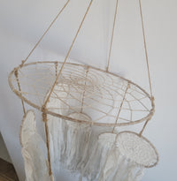FREE SHIPPING BIG DREAMCATCHER MOBILE DREAMCATCHER WITH FABRIC AND LACE TASSELS