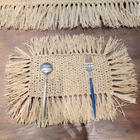 4PCS/SET natural fiber placemat rectangular shape with tassels BOHO style  CROCHET COASTER 48X34cm
