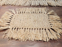 4PCS/SET natural fiber placemat rectangular shape with tassels BOHO style  CROCHET COASTER 48X34cm
