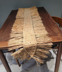 raffia table banner raffia placemat  CROCHET COASTER with tassels natural fiber