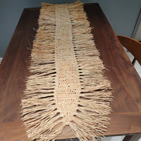 raffia table banner raffia placemat  CROCHET COASTER with tassels natural fiber