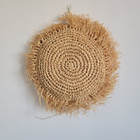 homd decor handweaving crcoeht outdoor RAFFIA CUSHION Natural Fiber weaving Pillow with tassels, D48CM