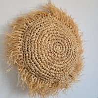 homd decor handweaving crcoeht outdoor RAFFIA CUSHION Natural Fiber weaving Pillow with tassels, D48CM