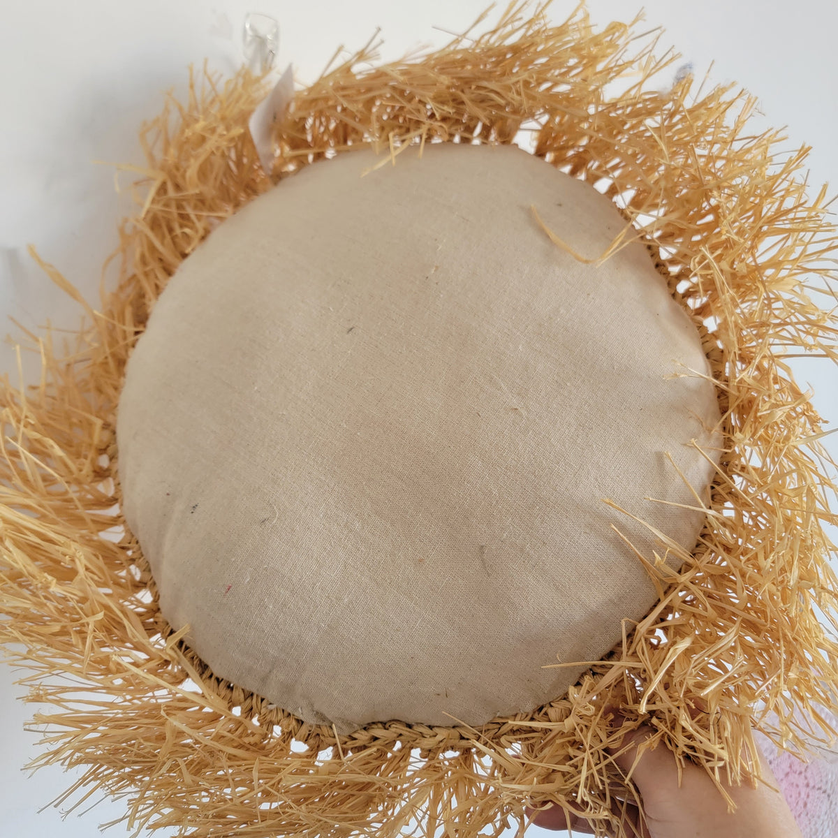 homd decor handweaving crcoeht outdoor RAFFIA CUSHION Natural Fiber weaving Pillow with tassels, D48CM