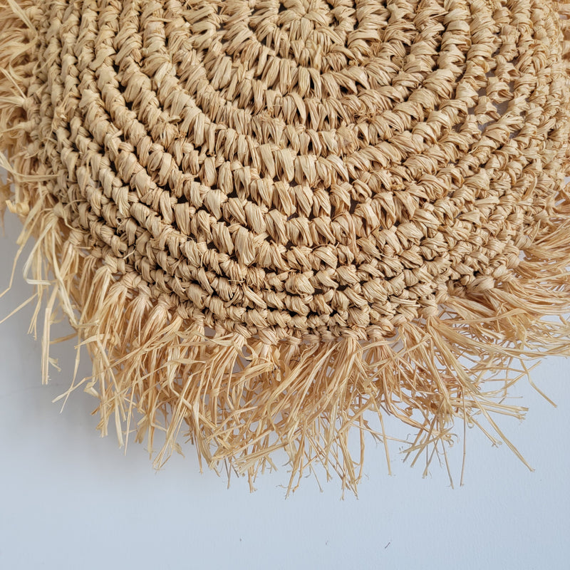 homd decor handweaving crcoeht outdoor RAFFIA CUSHION Natural Fiber weaving Pillow with tassels, D48CM