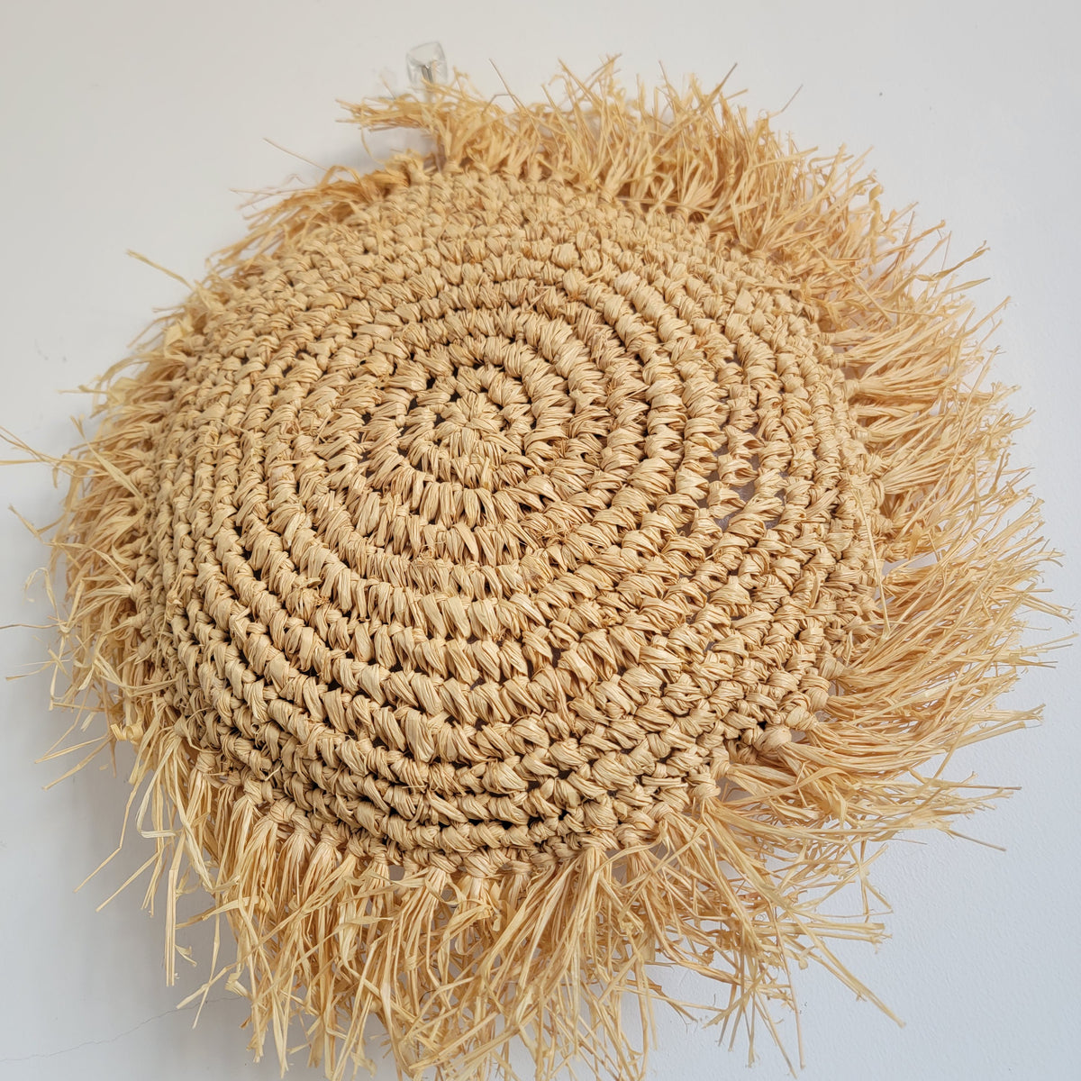 homd decor handweaving crcoeht outdoor RAFFIA CUSHION Natural Fiber weaving Pillow with tassels, D48CM
