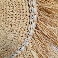 Natural Raffia Shell Wall Decor | Boho Round Wall Art with Cowrie Shells & Fringe for Coastal Homes