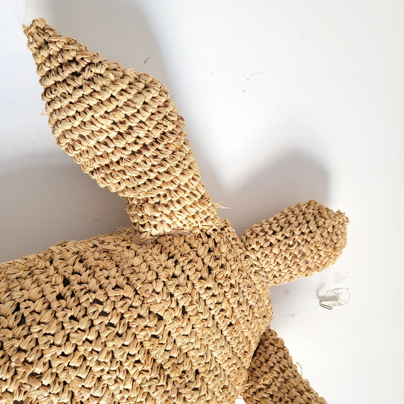 home decor cushion handweaving, crochet decoration RAFFIA natural fiber CUSHION weaving Pillow   turtles shape