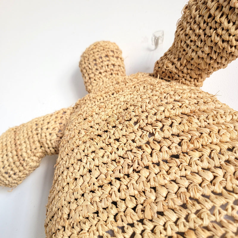 home decor cushion handweaving, crochet decoration RAFFIA natural fiber CUSHION weaving Pillow   turtles shape