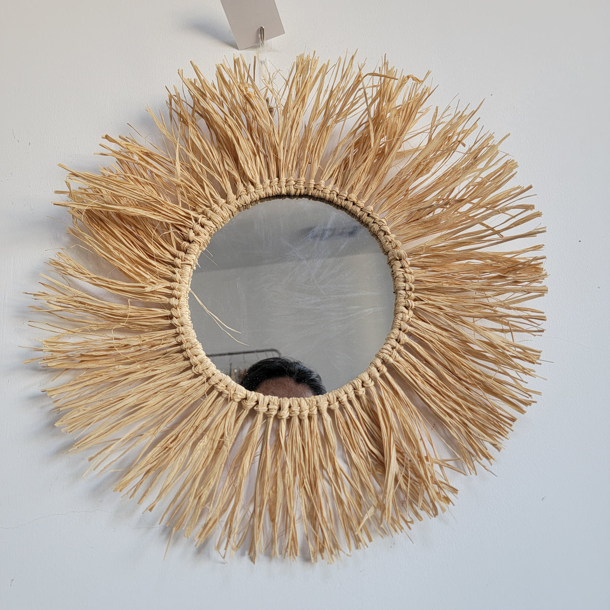 Handmade Raffia Decoration Mirror - Natural Fiber Wall Decorations Weaving Art Home Decor