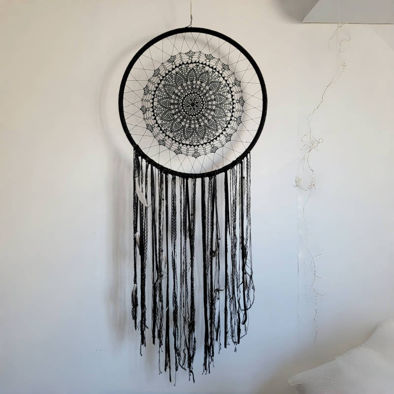free shipping HUGE BIG DREAMCATCHER BLACK DREAMCATCHER WALL DECORATION HANDMADE