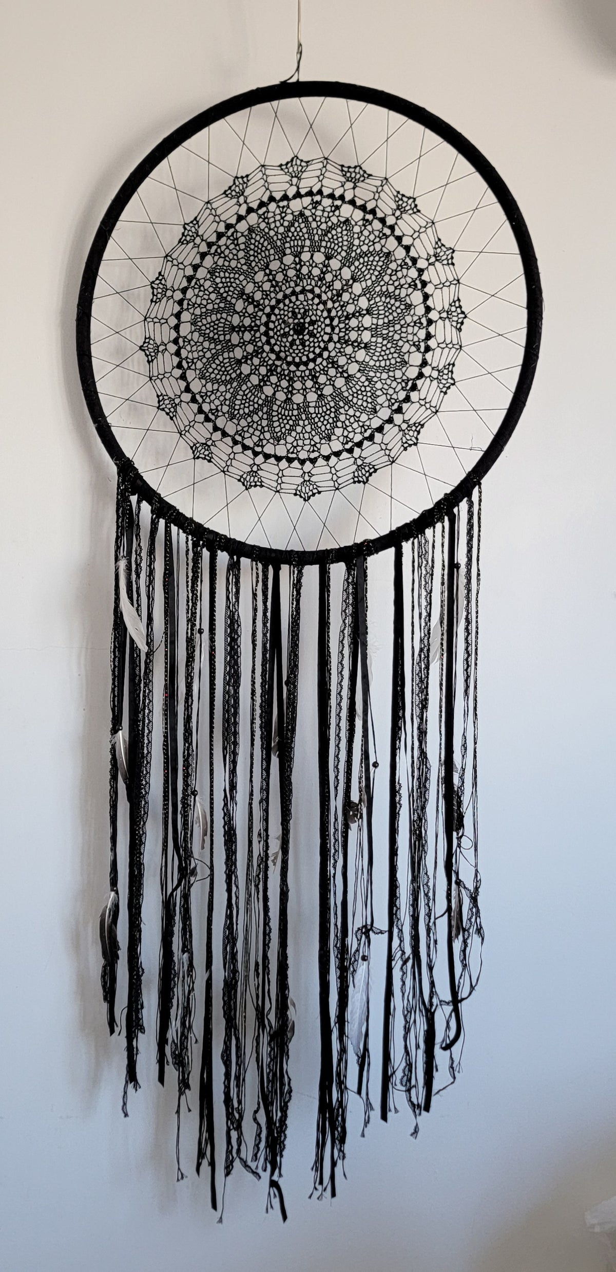 free shipping HUGE BIG DREAMCATCHER BLACK DREAMCATCHER WALL DECORATION HANDMADE