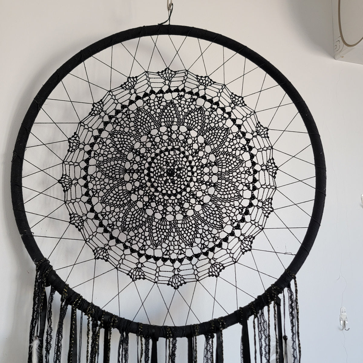 free shipping HUGE BIG DREAMCATCHER BLACK DREAMCATCHER WALL DECORATION HANDMADE