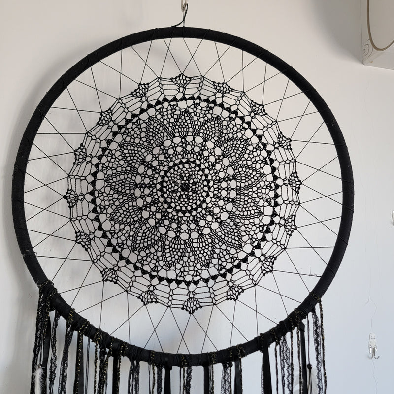 free shipping HUGE BIG DREAMCATCHER BLACK DREAMCATCHER WALL DECORATION HANDMADE