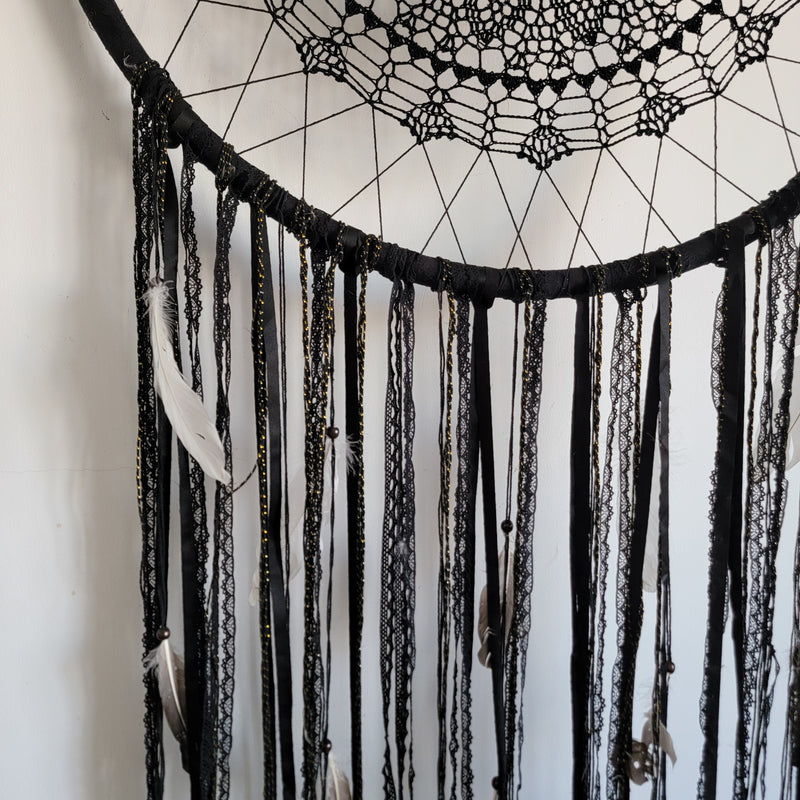 free shipping HUGE BIG DREAMCATCHER BLACK DREAMCATCHER WALL DECORATION HANDMADE