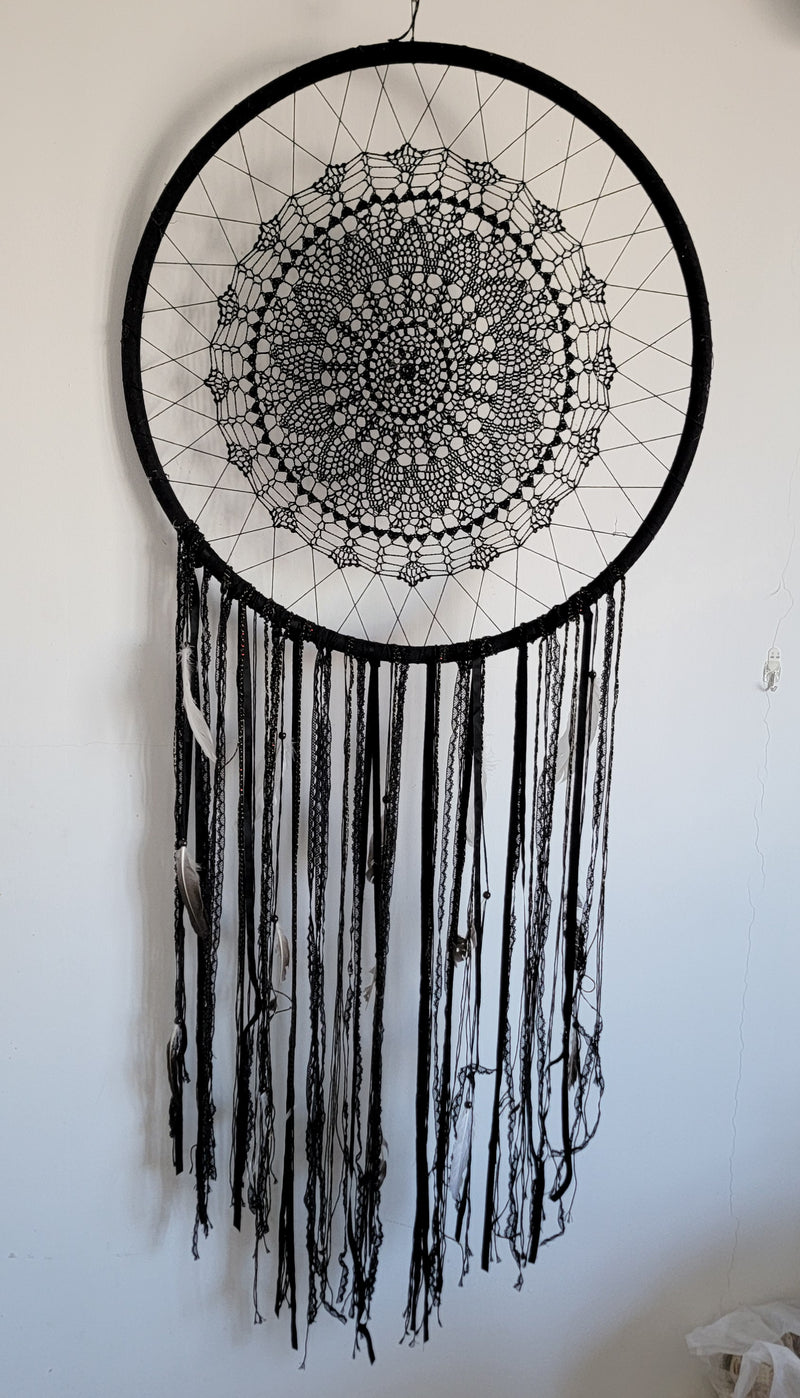 free shipping HUGE BIG DREAMCATCHER BLACK DREAMCATCHER WALL DECORATION HANDMADE