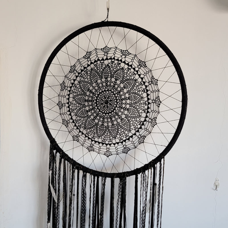 free shipping HUGE BIG DREAMCATCHER BLACK DREAMCATCHER WALL DECORATION HANDMADE