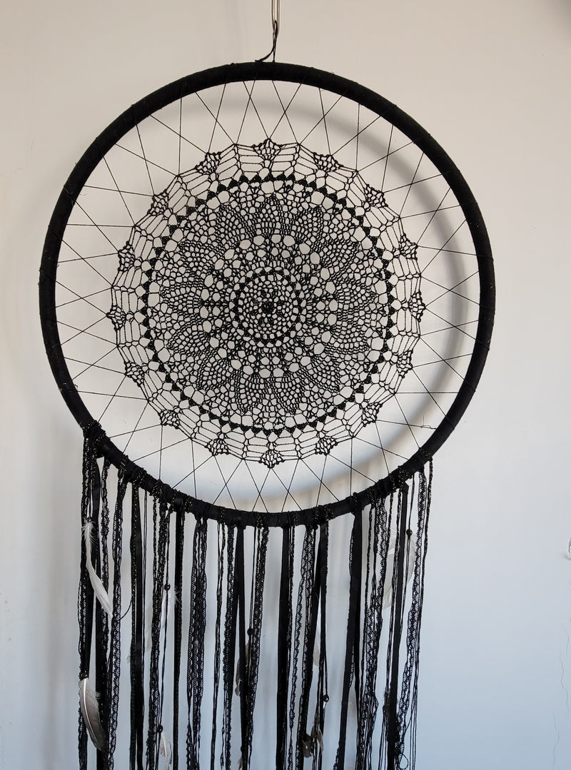 free shipping HUGE BIG DREAMCATCHER BLACK DREAMCATCHER WALL DECORATION HANDMADE
