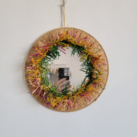 FREE SHIPPING stereoscopic round COLOURFUL  RAFFIA DECORATIVE MIRROR HANDMADE