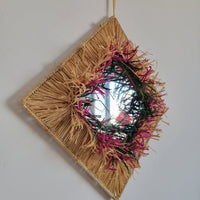 FREE SHIPPING stereoscopic COLOURFUL  RAFFIA DECORATIVE MIRROR HANDMADE