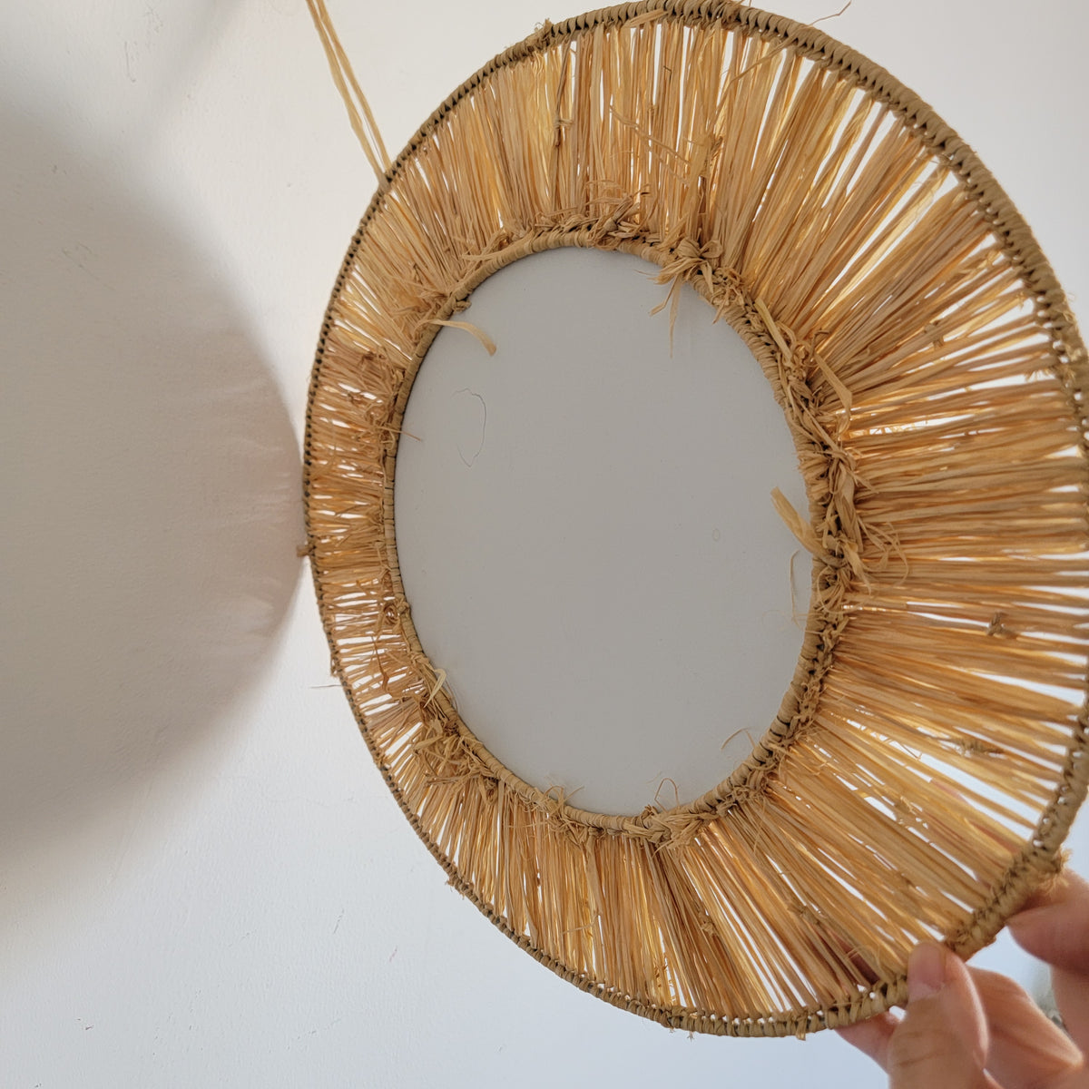 FREE SHIPPING stereoscopic natural RAFFIA DECORATIVE MIRROR HANDMADE