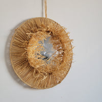 FREE SHIPPING stereoscopic natural RAFFIA DECORATIVE MIRROR HANDMADE