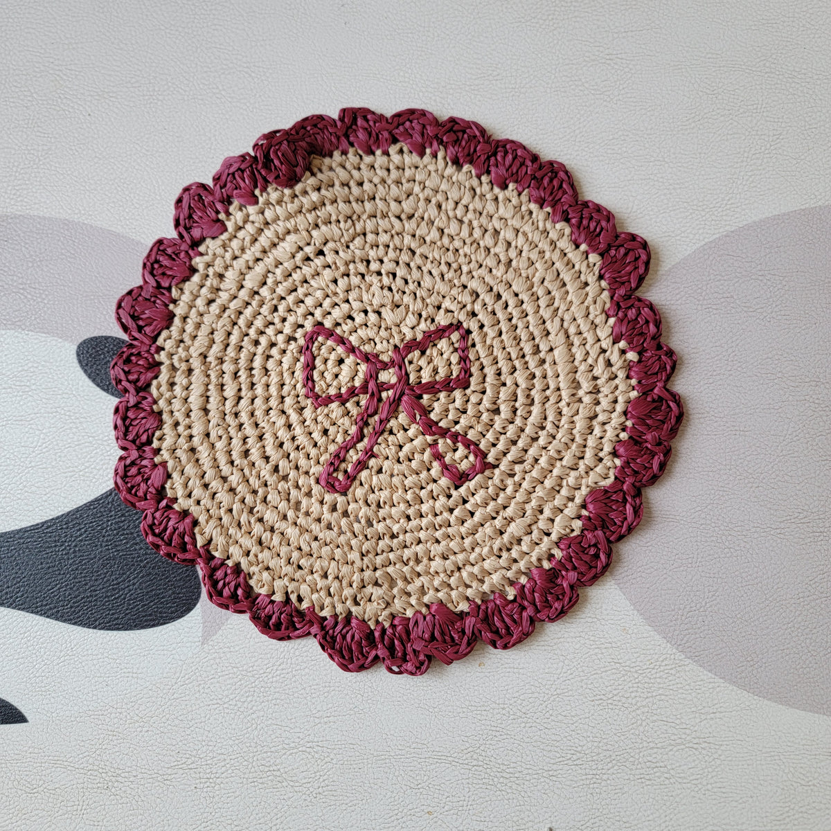 raffia coaster and placemat raffia decoration can by customized-crochet