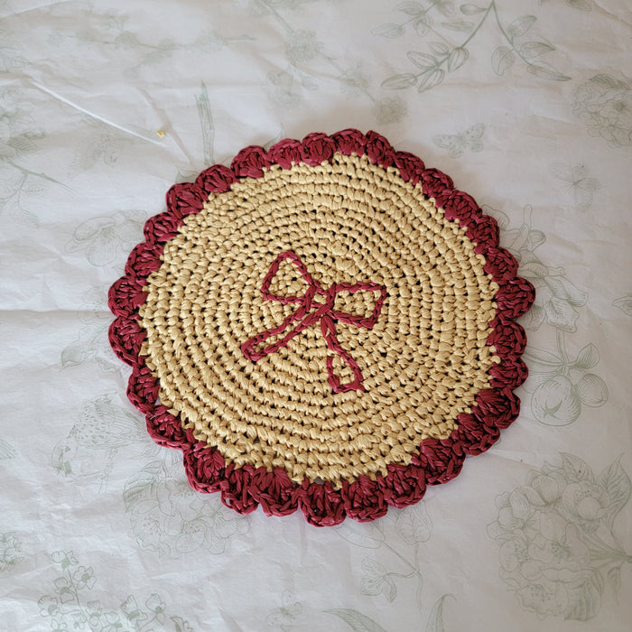 raffia coaster and placemat raffia decoration can by customized-crochet