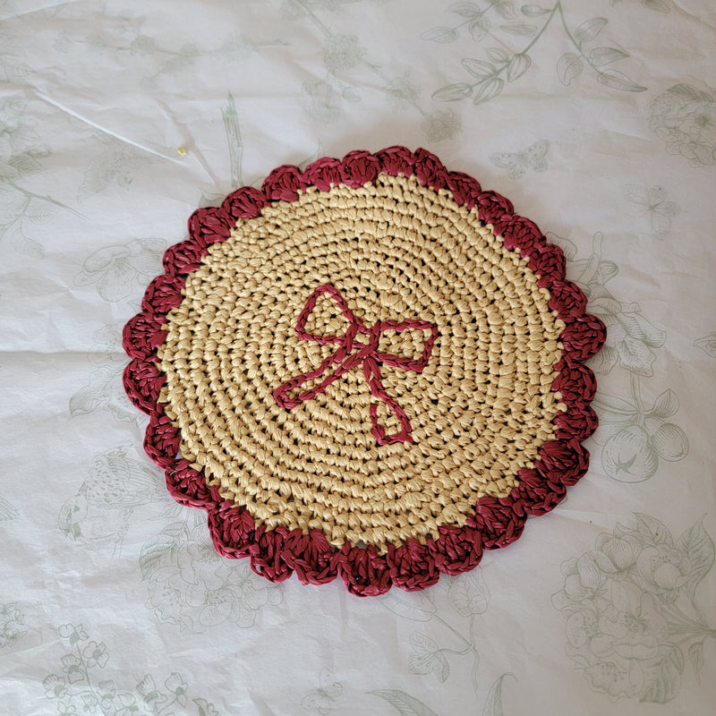 raffia coaster and placemat raffia decoration can by customized-crochet