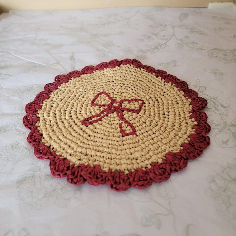 raffia coaster and placemat raffia decoration can by customized-crochet